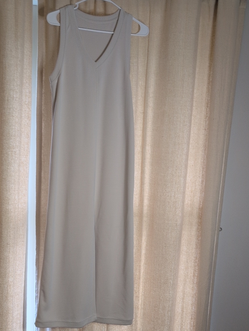 Lululemon Sleeveless V-Neck Long Dress in Light Beige With Front Slit